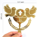 Miniatyrbillede 2 af 10: Peace Dove Cross Cake Topper GULD Gold