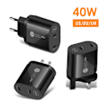 Miniatyrbild 8 av 10: Snabbladdare Dual Port Plug BLACK UK UK Black UK-UK