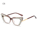 Miniatyrbillede 1 af 10: Kvinders Rhinestone Cat Eye Clear Lens Briller Damebriller C6