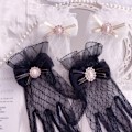 Miniatyrbild 6 av 7: Svart Vita Spetshandskar Gothic Lolita Mesh Rosetthandske VIT White