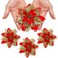 Miniatyrbillede 8 af 8: 8stk Juleblomst Juletræ Blomster SORT HVID SORT black white