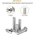 Miniatyrbilde 6 av 6: 570 STK Hex Socket Cap Bolts Button Head Skruer Rustfritt stål