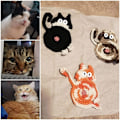 Pikkukuva 6 / 6: 3 kpl Woven Cat Set Käsintehty neulottu Kitten Coaster SET set