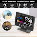 Miniatyrbild 5 av 8: Väder elektronisk väckarklocka digital spegel Black