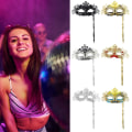 Miniatyrbillede 9 af 10: Maskerademaske med holdepind GULD&SORT GULD&SORT