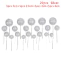 20 stk. kugleformet kagepynt, sølv silver
