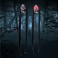 Miniatyrbillede 4 af 7: Halloween hængende spøgelse kranium Langt hår Spøgelse Terror Kranie Spøgelseshoved Skelet rekvisitter