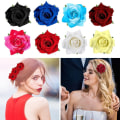 Miniatyrbild 9 av 10: Rose Hårklämma Blomma Hårnål RÖD red