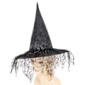 Miniatyrbillede 5 af 10: Halloween heksehatte med web slør SORT Black