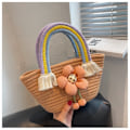 Miniatyrbillede 1 af 10: Rainbow Woven Taske Student Håndtaske KAFFE coffee