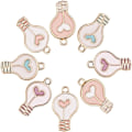 Miniatyrbillede 1 af 5: 40 Stk Emalje Hjerte Lampe Pære Charms Lys Gylden Metal Legering