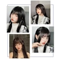 Miniatyrbillede 9 af 10: Princess Cut Bangs Syntetisk paryk BRUN SORT BRUN SORT Brown black