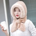 Miniatyrbilde 10 av 10: Integrert Cap Skjerf Beanie Hat Skjerf WINE RED Wine red