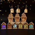 Miniatyrbillede 3 af 6: 2STK Julelys Træhus Lysende Kabine 7X7X9CMSNOW 7x7x9cmSnow  Man