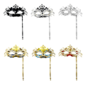 Miniatyrbillede 8 af 10: Maskerademaske med holdepind GULD&SORT GULD&SORT