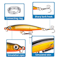 Miniatyrbilde 5 av 8: 3 stk Synkende Minnow Wobblers fiskesluk 2 2 2