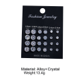 Miniatyrbild 3 av 10: 6/12 Par Örhängen Set Geometriska Kristall Runda Zirkon 12 Pairs