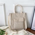 Miniatyrbillede 1 af 10: Corduroy Skuldertaske Tote Håndtasker HVID white
