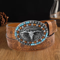 Miniatyrbild 7 av 10: Western Cowboy Bälte Spänne Bälte för män 120CM 120cm