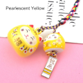 Miniatyrbillede 1 af 10: Dobbelt Lucky Cat Pendant Japansk Lucky Cat Cat Ornamenter Pearlescent Yellow