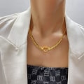 Miniatyrbild 7 av 9: Dam Halsband kubansk länkkedja GULD gold
