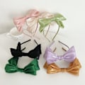 Miniatyrbillede 6 af 10: Mesh Bow Hårbånd Bright Silk Pandebånd SORT black