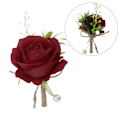 Pikkukuva 1 / 10: 2kpl Artificial Rose Boutonniere Groom Flower WINE PUNAINEN wine red