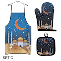 Pikkukuva 1 / 10: 3 kpl Ramadan Kareem -esiliinaa, Eid Mubarak -leivonta- ja kuuman kestäviä käsineitä