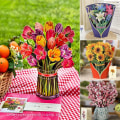 Pikkukuva 8 / 10: 3D Pops-up Bouquet Paperikukat VAALEENA TULPIPPIA VAALEEN TUPPIAAN Pink Tulip