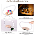 Miniatyrbilde 3 av 10: Nattbordslampe Trådløs Lader 5 Farger Touch Control
