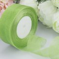 Miniatyrbillede 1 af 10: 45M*2cm Sheer Chiffon Bånd Organza Blondebånd LYS GRØN Light green