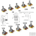 Miniatyrbilde 3 av 10: 10 stk lineært potensiometer WH148N WH148 10 STK B5K-15MM 10 STK 10pcs B5K-15mm