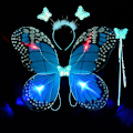 Pikkukuva 1 / 10: LED-lasten pukurekvisiitta Butterfly Wings -setit SININEN 3 KPL/ SET Blue 3 Pcs/set-3 Pcs/set