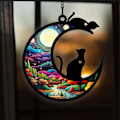Miniatyrbillede 7 af 8: Halloween Cat Charms Måneformede kattedørskranse B B B