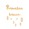 Miniatyrbillede 1 af 8: Eid Mubarak Ramadan Kareem Hængende Alfabet Vedhæng GULD