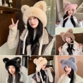 Pikkukuva 4 / 10: Faux Fur Beanies Hattu Kissa Korva Neulottu Cap VALKOINEN white