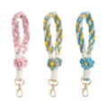Miniatyrbillede 9 af 10: Håndledsnøglering Flower Macrame BLÅ Blue