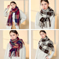 Miniatyrbilde 5 av 7: Cashmere klassisk rutete skjerf Overdimensjonert Tartan-skjerf B B B