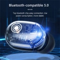 Miniatyrbild 10 av 10: Trådlösa hörlurar Bluetooth med mikrofon SVART Black