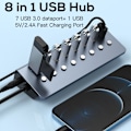 Miniatyrbild 2 av 7: 8 portar USB 3.0 Hub-driven USB expanderare med på/av-knappar