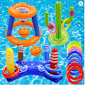 Miniatyrbild 1 av 10: Uppblåsbar Ring Kasthylsa Spel Flytande poolleksaker SET-7 Set-7