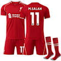 Miniatyrbillede 1 af 2: 2025-2026 Liverpool Hjemmebane Børnefodboldtrøje Sæt Nr. 11 Salah 18