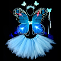 Pikkukuva 1 / 10: LED-lasten pukurekvisiitta Butterfly Wings -setit SININEN 4KPL/ SET Blue 4pcs/set-4pcs/set