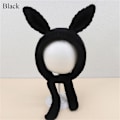Miniatyrbillede 1 af 10: Strikket hue kaninhue SORT black