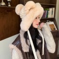 Pikkukuva 6 / 10: Faux Fur Beanies Hattu Kissa Korva Neulottu Cap VALKOINEN white