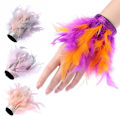 Miniatyrbillede 3 af 10: 2stk Feather Cuffs Kalkun Feather Slap Armbånd GRÅ GRÅ grey