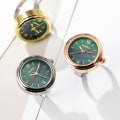 Miniatyrbillede 4 af 10: Mini Grøn Ur Ring Ur ROSE GULD Rose gold