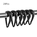 Miniatyrbillede 1 af 10: 24 Stk Badeforhængskroge Badeforhængsringe Badeforhæng Black 24 Pcs-24 Pcs