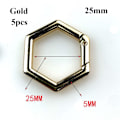 Miniatyrbilde 8 av 10: 5stk Fjær Hexagon-Ring Spenner Karabinhage GULL 20MM Gold 20mm