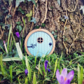 Miniatyrbild 3 av 10: Miniatyr Fairy Elf Door Trähantverk BLÅ blue